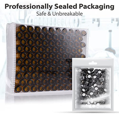 FOUR E'S SCIENTIFIC 1 Dram Amber Glass Vials, 4ml Sample Vials 100 Pack - size: 4ml Amber
