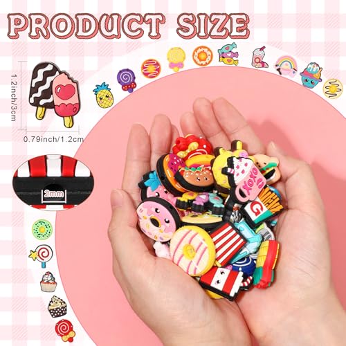 Tondiamo 60 Pcs Food Silicone Focal Beads for Pens Funny Desserts Silicone Beads Bulk for Beaded Pen DIY Craft Keychain Making Necklace Bracelet Charms Jewelry Decor - style: Food Style