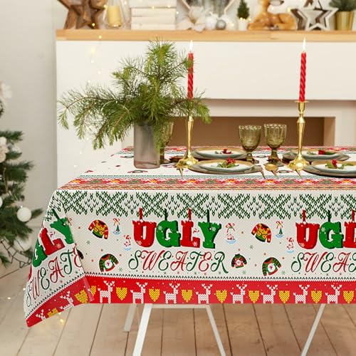 3 Pcs Christmas Ugly Sweater Party Tablecloth - color: Ugly Sweater