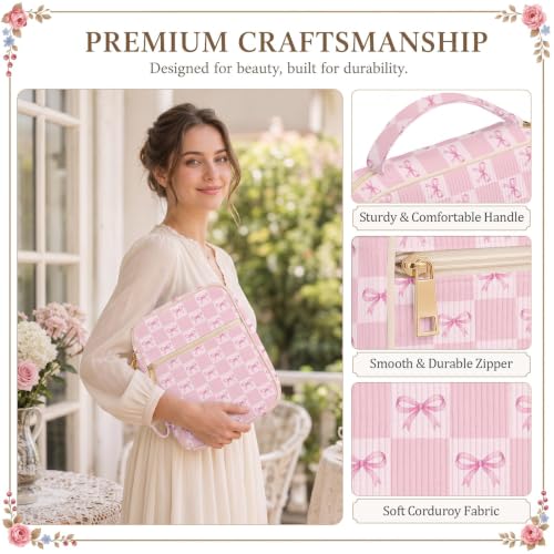 Britimes Pink Bible Cover Case for Women, Bible Cover with Accessories - color: Pink Bow