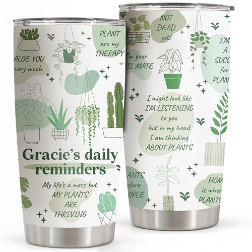 Personalized Funny Daily Plant Lover Reminder Tumbler Stainless Steel 20 Oz - Customized Gardening Gifts for Women - Plant Lady Gift - color: PLANT-DAILY-R1