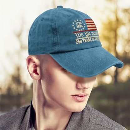 U.S. 250th Anniversary 250 Years Freedoms 1776-2026 Baseball Hats Funny - color: Cyan