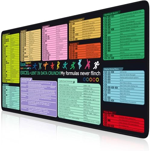 iCasso Excel Cheat Sheet Desk Pad Mat with Excel for Dummies 2025 Book - color: Black