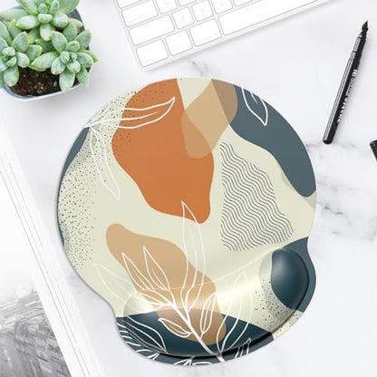 ITNRSIIET Ergonomic Mouse Pad with Wrist Support Wrist Rest Smooth Surface Non-Slip Rubber Base Comfortable Office Supplies Pain Relief, 9.8 x 9.1 inches, Abstract Leaf - color: Abstract Leaf