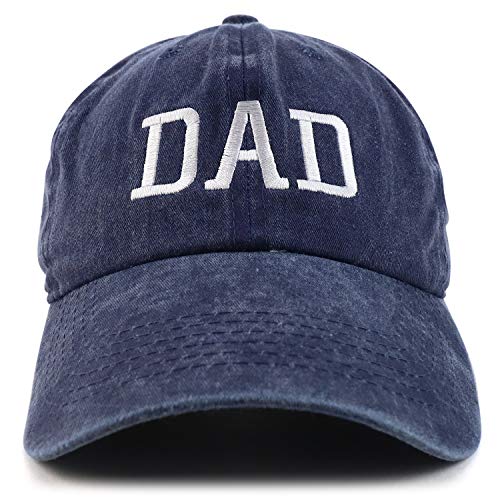 Trendy Apparel Shop Dad Embroidered Pigment Dyed Low Profile Cotton Cap - color: Navy