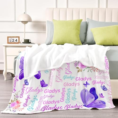 Customized Butterfly Baby Blanket - Personalized Soft Fleece Bed Throw for Toddlers, Newborns, Girls & Boys - Birthday & Christmas - color: Design10