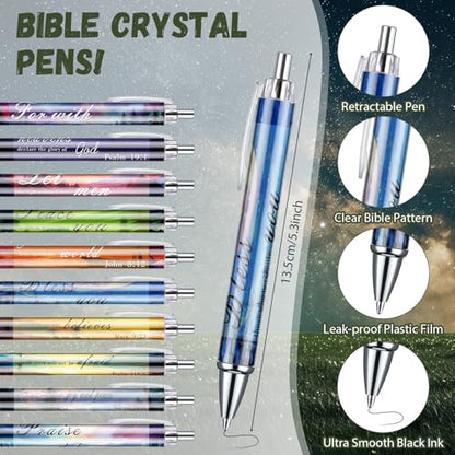 200 Pcs Christian Gift for Women Christian Accessories Include 50 Bible Verses Notebook 50 Church Bookmark 50 Ballpoint Pen Organza Bag Gift for Christmas Church Motivational (Landscape) - style: Landscape