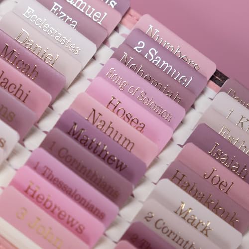 UPAFEXXI-Laminated Bible Tabs for Women,Gold Foil Embossed Lettering - color: Pink and White