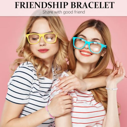 Sureio 2 Pcs Christian Cross Matching Bracelets for Women Men - color: Pink White