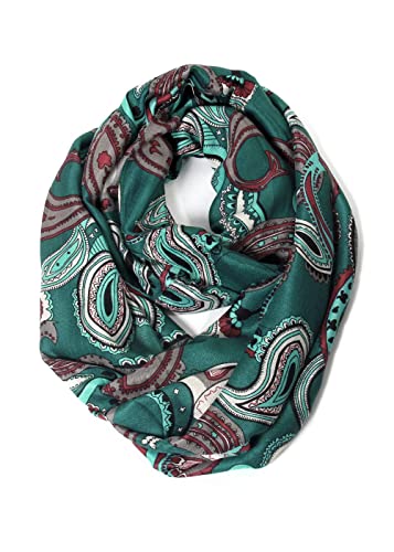 Scarf& Scarfand's Vibrant Colored Artistic Painting & Graphic Print Infinity Fashion - color: Paisley Teal