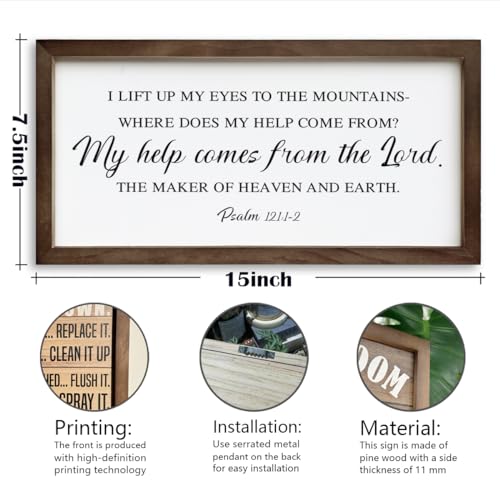 I Life Up My Eyes to the Mountains Sign, Christian Decor Sign, Framed Scripture Wood Sign, Framed Inspirational Wood Sign, Christian Wall Decor, Scripture Decor Art, Bible Verse Decor - color: Christian03