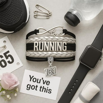 Infinity Collection Running Gifts- Runner Bracelet, Jewelry, Adjustable Charm Bracelet- Perfect Cross Country, Track, Marathon Gifts … - color: 13.1
