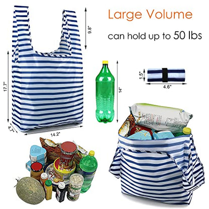 BeeGreen Reusable Foldable Shopping Totes with Handles,12 Pack Heavy Duty Polyester Fabric Geometry Grocery Bags, Large Fashion Reusable Bags for Travel & Groceries, Washable Cloth Bag Bulk - color: Blue Black Navy Teal Green Gray-geometry