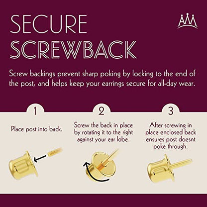 Little Solid Gold 14k Screw Back Cross Stud Earrings - color: Yellow Gold