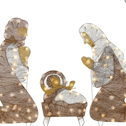 National Tree Company 6ft Pre-lit Artificial Crystal Holy Family Nativity