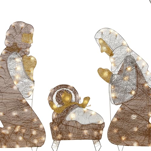 National Tree Company 6ft Pre-lit Artificial Crystal Holy Family Nativity