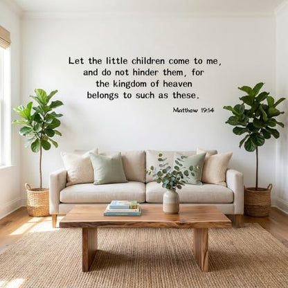 Blinggo Matte Black Matthew 19 14 Bible Vinyl Wall Decal Christian Faith - size: 22'' Width
