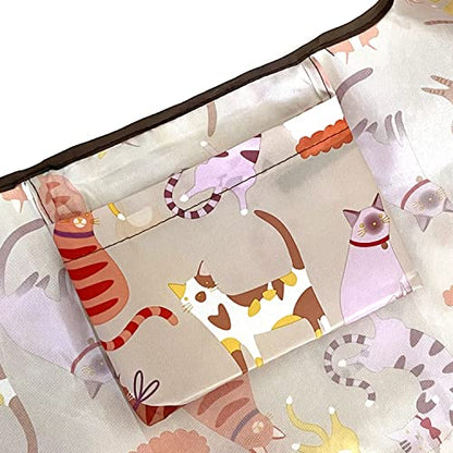 allydrew Large Foldable Tote Nylon Reusable Grocery Bags - color: Set of 2, Neutral Felines, size: Large & Small (Set of 2)