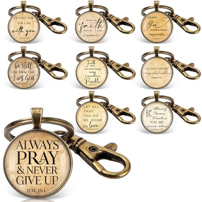 Fumete Bible Verse Religious Christian Keychain Bulk - color: Bronze