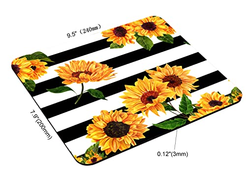 Mouse Pad Custom Design,Bloomy Sunflowers Mouse pad Black and White Striped Anti-Slip Rubber Mousepad for Gaming Office Laptop Computer PC Men Women Kids, Cute Custom Pattern - color: TSP176