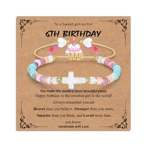 Bracelets for Girls Cross Soccer Bracelets Birthday Gifts for Girl - color: 2# 6th Birthday