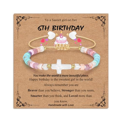 Bracelets for Girls Cross Soccer Bracelets Birthday Gifts for Girl - color: 2# 6th Birthday