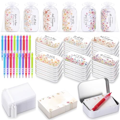 24 Sets Prayer Box Bulk Gift with Cards and Pencils, Wildflower - style: Wildflower