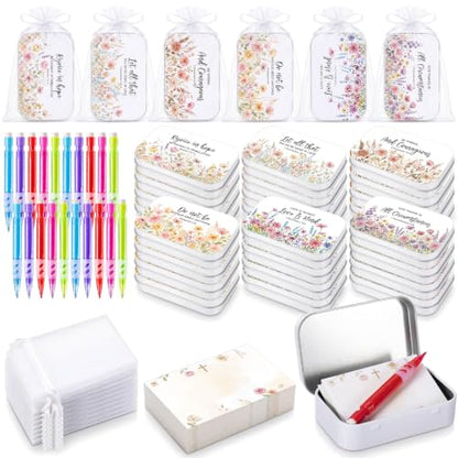 24 Sets Prayer Box Bulk Gift with Cards and Pencils, Wildflower - style: Wildflower