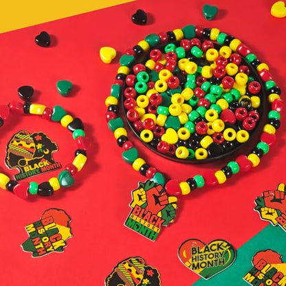 Cinrobiye 24 Sets Black History Month Beads Craft Kits African American Party Favor DIY Creative BHM Decorations for Home School Classroom Fun Rewards Favor Supplies Adults Teens Jewelry - style: BHM