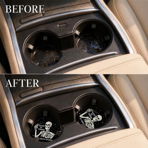 Car Coasters for Cup Holders, Skull Car Coasters Set of 2, B19 - color: Gothic