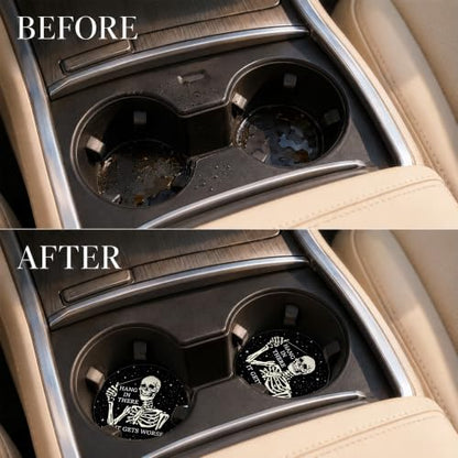 Car Coasters for Cup Holders, Skull Car Coasters Set of 2, B19 - color: Gothic