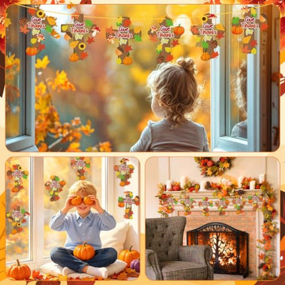 COCHIE 36 Sets Thanksgiving Crafts for Kids Fall Hanging Crafts Sunday School Craft for Kids DIY Christian Cross Crafts Religious Give Thanks Hanging Ornament for Classroom Home Church Party Activity