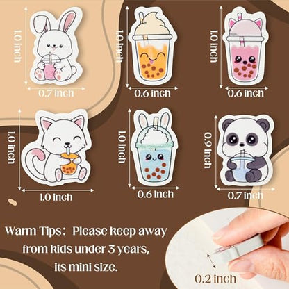 Bubble Tea Mini Erasers Bulk, 60Pcs Kawaii Boba Animal Pencil Eraser - style: Bubble Tea