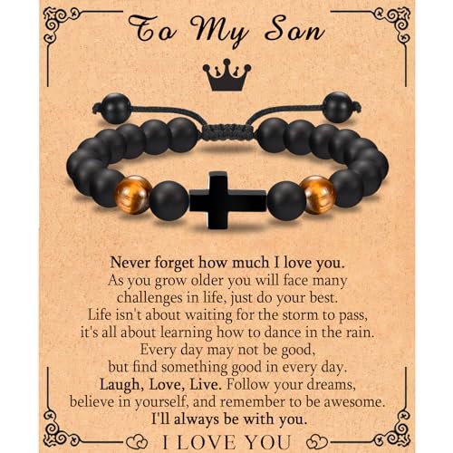 EFVISD Cross Bracelet Gifts for Boys Girls Christian Religious Gifts - color: Son