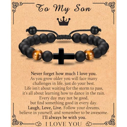 EFVISD Cross Bracelet Gifts for Boys Girls Christian Religious Gifts - color: Son