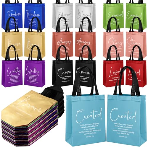 Aliceset 40 Pcs Christian Gift Bags with Bible Verse, Black, Mixcolor - color: Mixcolor