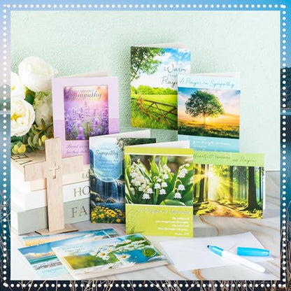 Motiskyy 24 Pack Religious Sympathy Cards with Envelopes Christian Sympathy Cards Bulk with Scripture Assorted Condolences Set for Express Your Prayer Condolences 4.5 x 6.2 inch