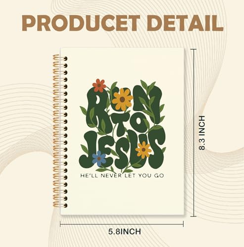 Flowers Christian Spiral Notebook,Run to Jesus Bible Verse Journal,Religious Scripture Journals for Writing, Bible Notebooks for Note Taking, Church Notes Journal, 5.5x8.3 Inch - color: God-Flowers