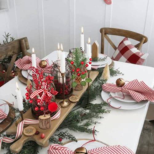 4 Pcs Mini Christmas Trees Table Decorations Small Christmas Tree with Christmas Ornaments Pine Cone Berry Artificial Xmas Tree Centerpieces for Home Indoor Fireplace Mantel Party Winter Decor