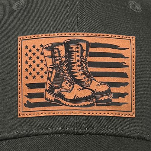 Hat for Men Women, Baseball Cap Gifts for Men Women, Adjustable Cotton Leather Patch Trucker Baseball Cap - color: Veteran-shoes