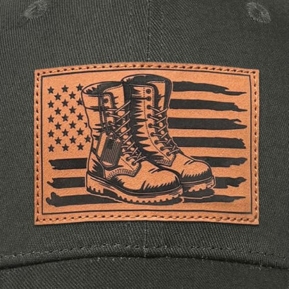 Hat for Men Women, Baseball Cap Gifts for Men Women, Adjustable Cotton Leather Patch Trucker Baseball Cap - color: Veteran-shoes