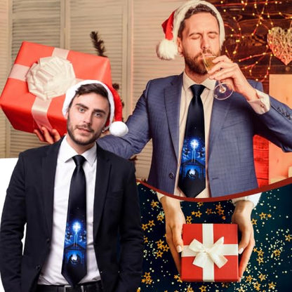 Christmas Nativity Ties Religious Necktie for Men Manger Scene Tie Religious Necktie for Celebrations - color: Blue, style: Nativity Scene