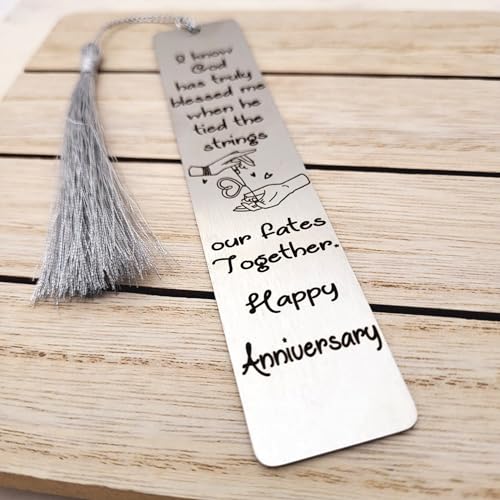 Unique Gift For Anniversary - I know God has truly blessed me when he tied the strings our fates together Bookmarks (Steel Silver) - color: Steel Silver