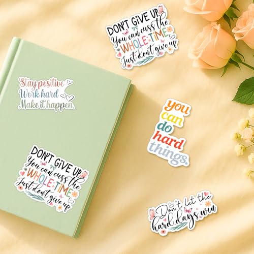 4 Pcs Motivational Quote Sticker Pack for Women - Waterproof Vinyl Decals - color: Multicolor