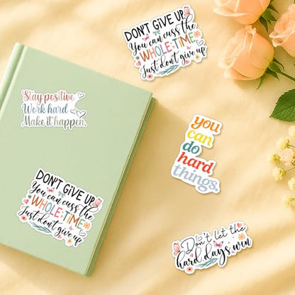 4 Pcs Motivational Quote Sticker Pack for Women - Waterproof Vinyl Decals - color: Multicolor