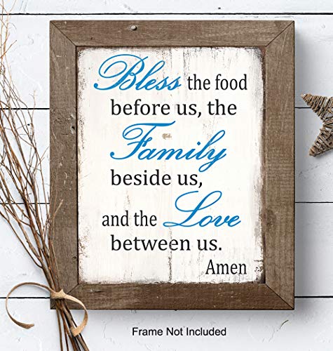 Bless the Food Before Us Sign - Kitchen Dining Room Wall Art