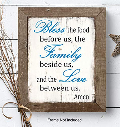 Bless the Food Before Us Sign - Kitchen Dining Room Wall Art