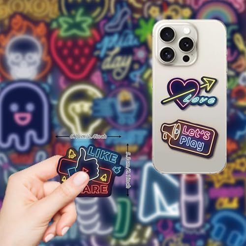 140 Pcs Neon Vinyl Stickers - Waterproof Cool Cute Aesthetic Stickers for Kids Teens Adults | Water Bottle Laptop Classroom Journaling Scrapbook Decor - color: Minimalist, style: Art Deco
