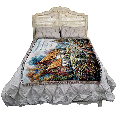 Pure Country Weavers Clospie Village Garden Blanket - Scriptures - Proverbs 24:3 - Religious Gift Tapestry Throw Woven from Cotton - Made in the USA (72x54) - color: Proverbs 24:3, size: 72" x 54"