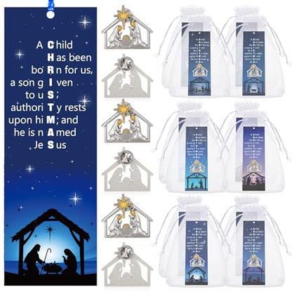 Supervitae 12set Christmas Nativity Stable Pin Christian Bookmark Gift Bulk - style: Nativity Stable